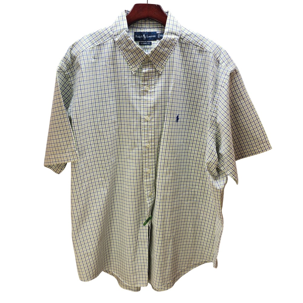 Ralph Lauren Men XXL Classic Fit Short Sleeve Tattersall Check Button Down Shirt